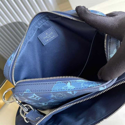 LV Trio Messenger Ink Leather Side Bag - Blue
