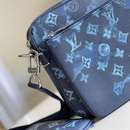 LV Trio Messenger Ink Leather Side Bag - Blue