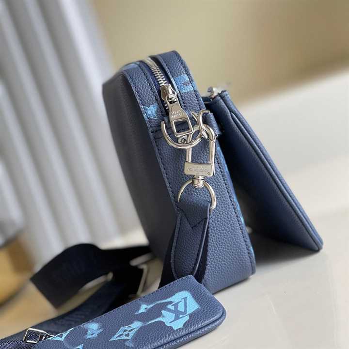 LV Trio Messenger Ink Leather Side Bag - Blue
