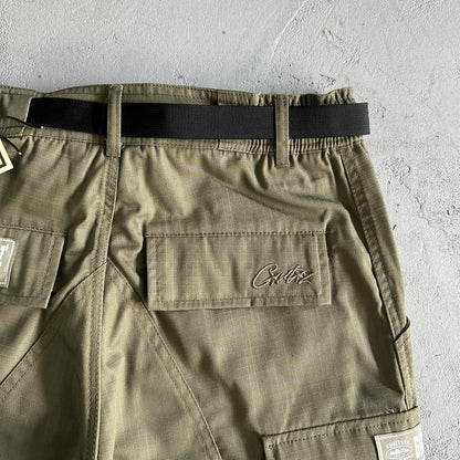 Crtez Logo Patch Cargo Pants - Military Green