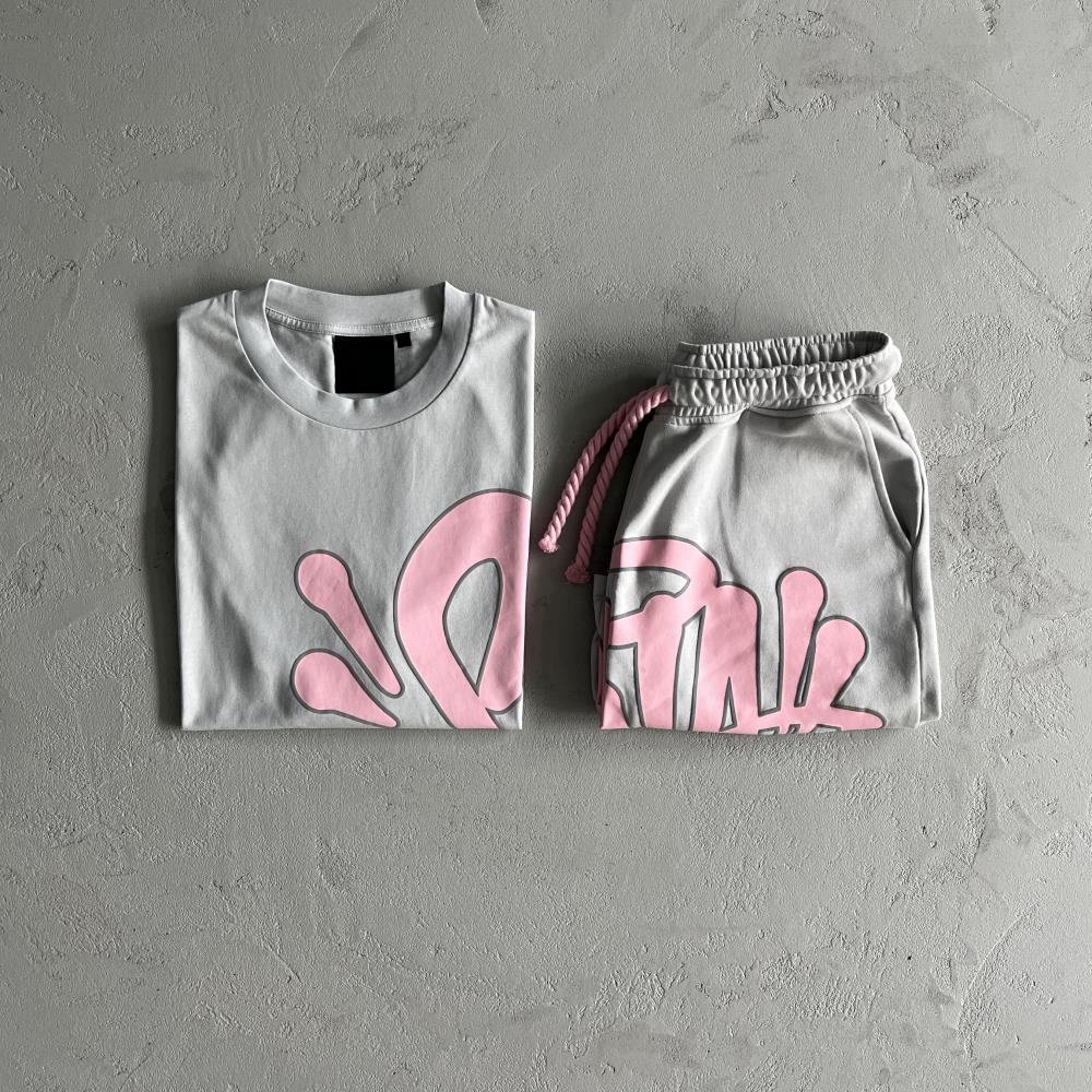 Syn T-Shirt & Shorts Set - Grey/Pink