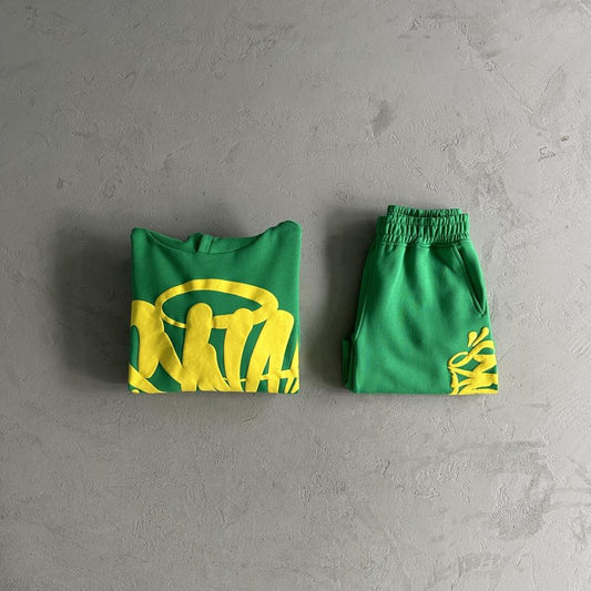 Syn Hoodie & Short Set - Green/Yellow