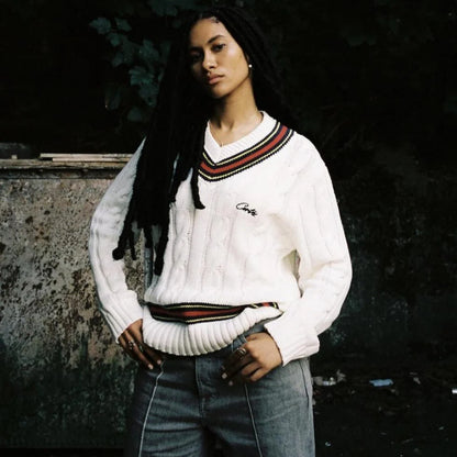 Crtez V-Neck Sweater - White